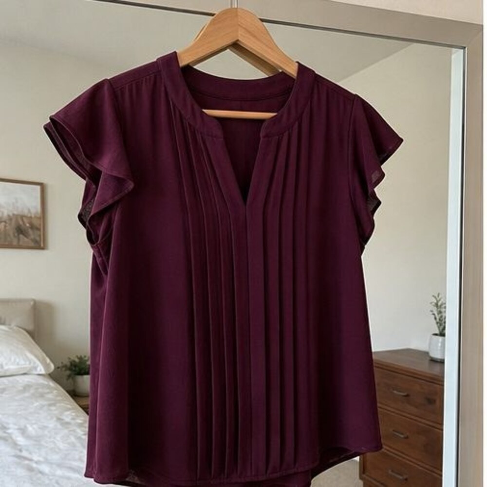 Burgundy Pleated Blouse